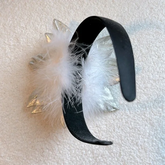 Poinsettia Women's Fascinator Headband Black and Metallic - Picture 3 of 4